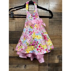 Jessica Ann Toddler Girls Floral Halter Dress Pink Glitter 18M NWT R29088-B